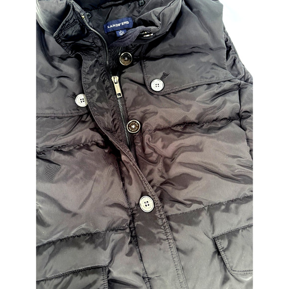 Lands End Thick Down Puffer Vest Womens LARGE Black Feather insulated Jacket ECU - Picture 5 of 9